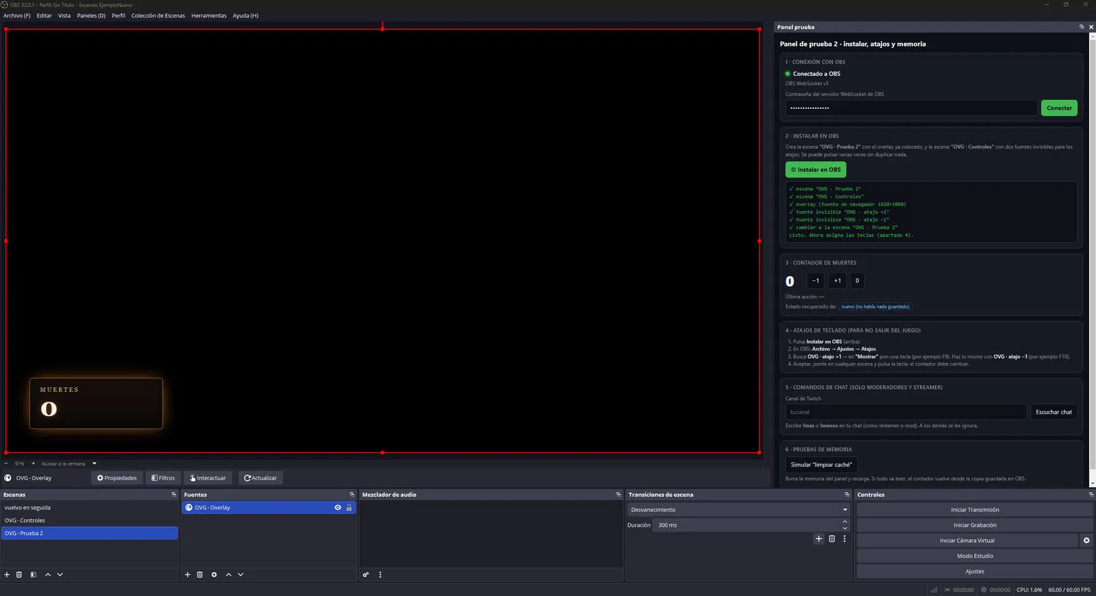 Connect and install · OBS